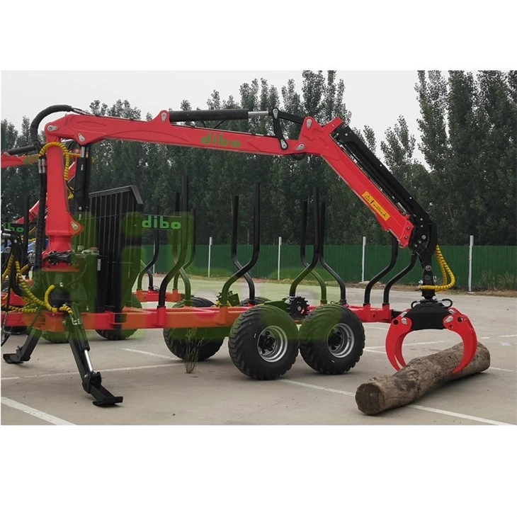 Hydraulic Grapple Log Trailer With Crane